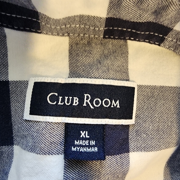 Club Room Men's Blue Tartan Plaid Classic Fit Button Down Shirt Size XL - Picture 3 of 4